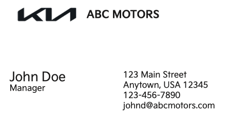 Manager business card enclosed with letter
