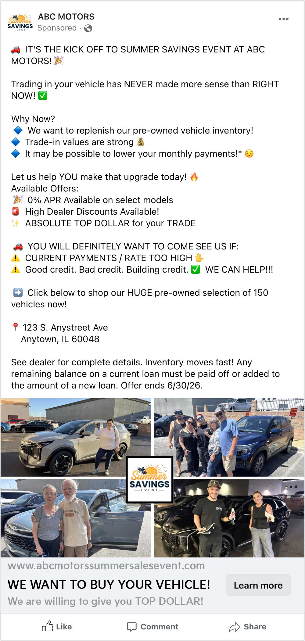 Meta ad variant 2 — Summer Savings Event alternate creative